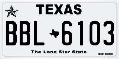 TX license plate BBL6103