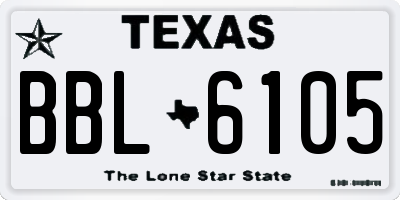 TX license plate BBL6105