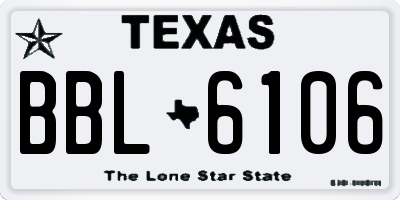 TX license plate BBL6106