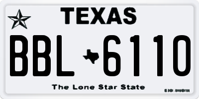 TX license plate BBL6110