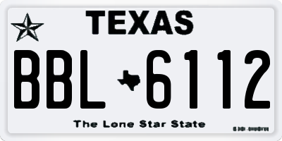 TX license plate BBL6112