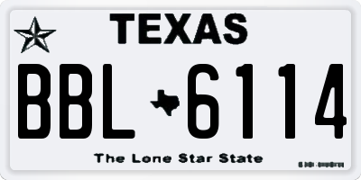 TX license plate BBL6114