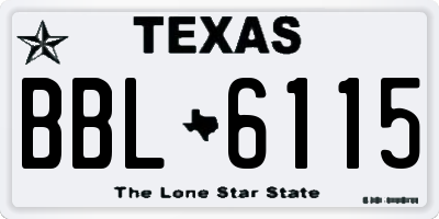TX license plate BBL6115