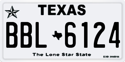 TX license plate BBL6124