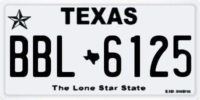TX license plate BBL6125