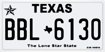 TX license plate BBL6130