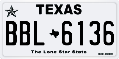 TX license plate BBL6136