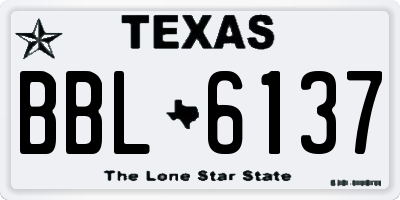 TX license plate BBL6137