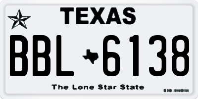 TX license plate BBL6138