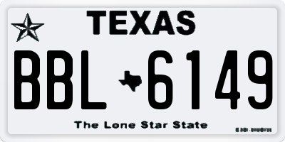 TX license plate BBL6149