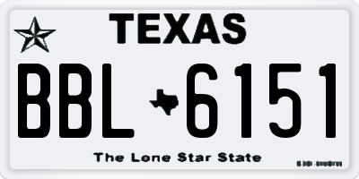 TX license plate BBL6151