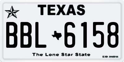 TX license plate BBL6158