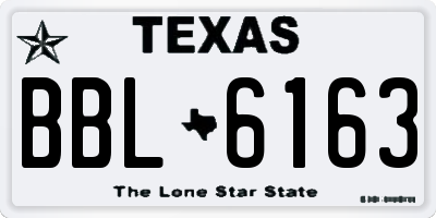 TX license plate BBL6163