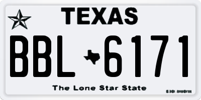 TX license plate BBL6171