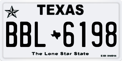TX license plate BBL6198