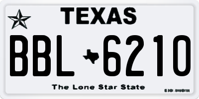TX license plate BBL6210