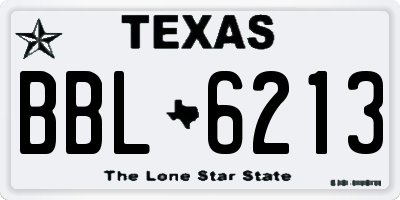TX license plate BBL6213