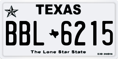 TX license plate BBL6215
