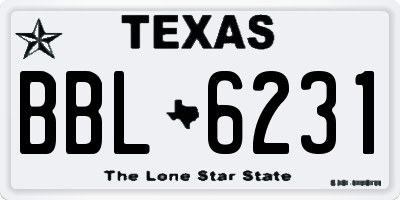 TX license plate BBL6231