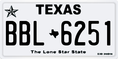 TX license plate BBL6251