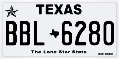 TX license plate BBL6280
