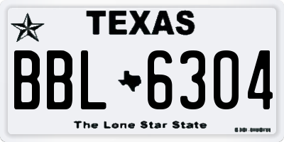 TX license plate BBL6304