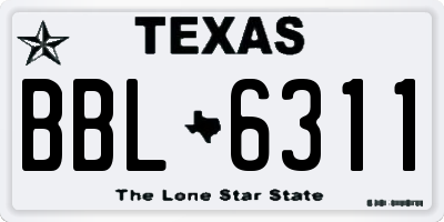 TX license plate BBL6311