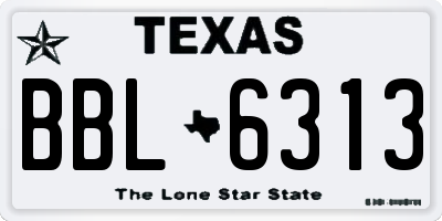 TX license plate BBL6313