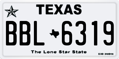 TX license plate BBL6319
