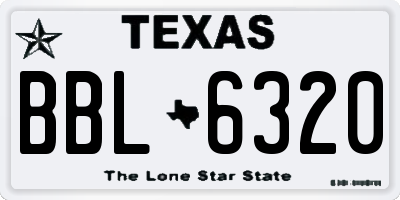 TX license plate BBL6320