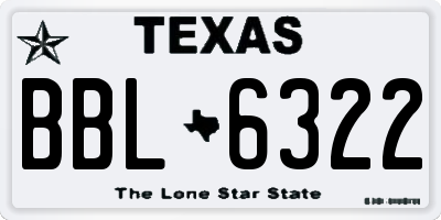 TX license plate BBL6322