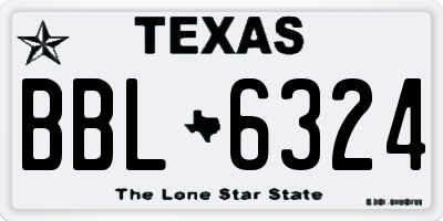 TX license plate BBL6324