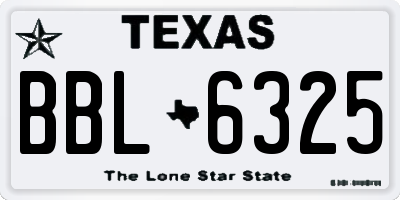 TX license plate BBL6325