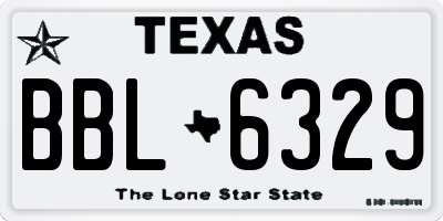 TX license plate BBL6329