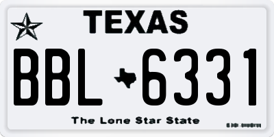 TX license plate BBL6331