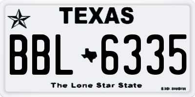 TX license plate BBL6335