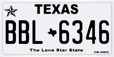 TX license plate BBL6346