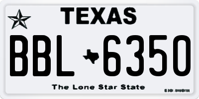 TX license plate BBL6350