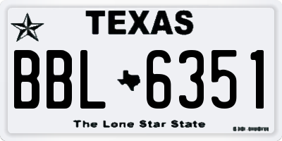 TX license plate BBL6351