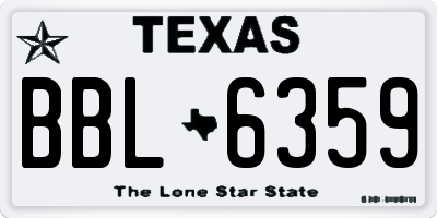 TX license plate BBL6359