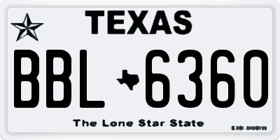 TX license plate BBL6360