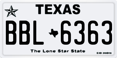 TX license plate BBL6363