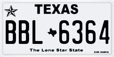 TX license plate BBL6364