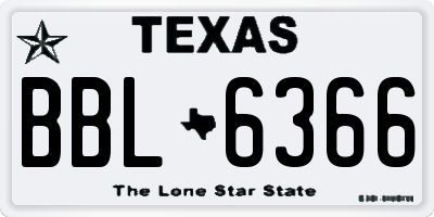 TX license plate BBL6366