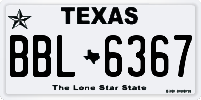 TX license plate BBL6367