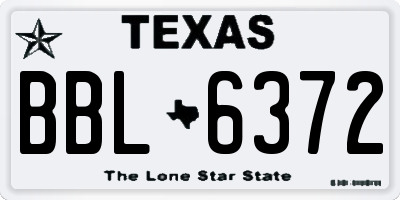 TX license plate BBL6372