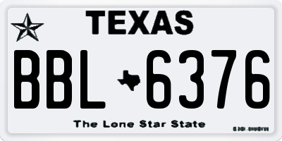 TX license plate BBL6376