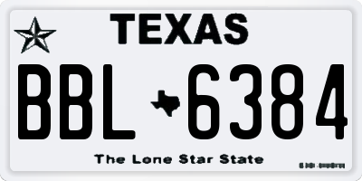 TX license plate BBL6384