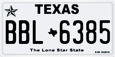 TX license plate BBL6385