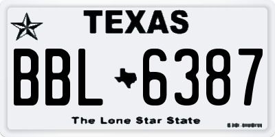 TX license plate BBL6387